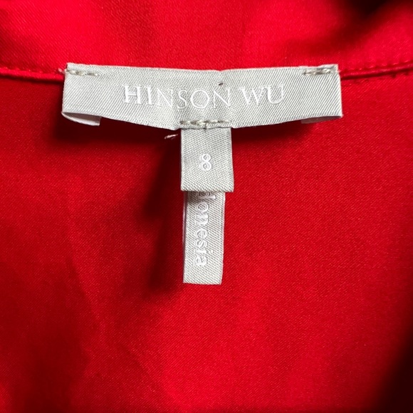 Hinson Wu Betty wing collar V neck cotton tunic blouse shirt size 8 - Picture 3 of 5